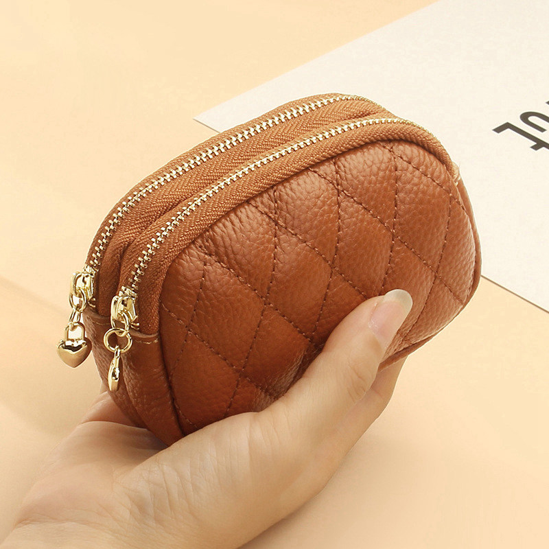 Head Layer Bull Leather Magna Lady Key Bag Han Version Genuine Leather Key Bag Embroidered Double Layer Large Capacity Pull Chain Zero Wallet