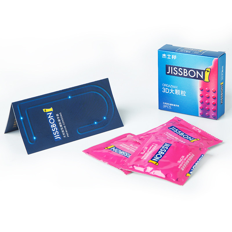 Jesbon Mint Fragrance Condom 3D Large Particles 3 Condoms with Thorn Wolf Braces Female Clitoral Stimulation FX