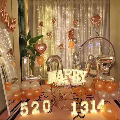 Bed hotel birthday confession decoration scene decoration Couple romantic room Bedroom Boyfriend Indoor outdoor