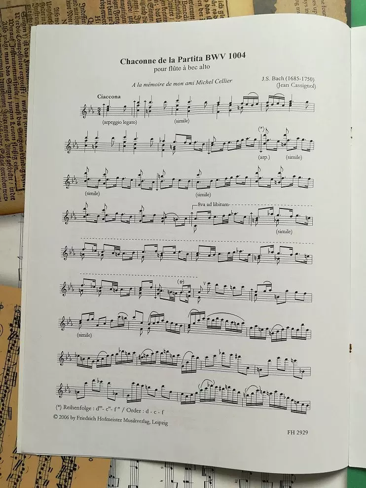 Предзаказ Bach выбранный из Koshong BWV1004 Midinthytarius Bach Chaconne de La PARTITA для альтового рекордера FH2929