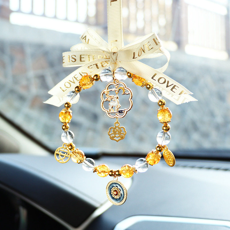 2022 new car pendant crystal safe voyage deer high-end sense goddess style rearview mirror pendant gift for men and women