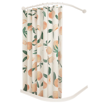 Shower curtain set without punching curved rod bathroom partition curtain bathroom waterproof cloth bathroom curtain dry and wet separation magnetic suction