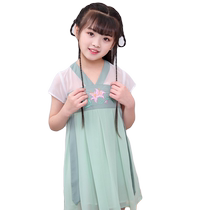 Girls Hanfu ancient style dress childrens fairy dress little girl Chinese style skirt Douyin childrens clothing spring and summer short sleeves