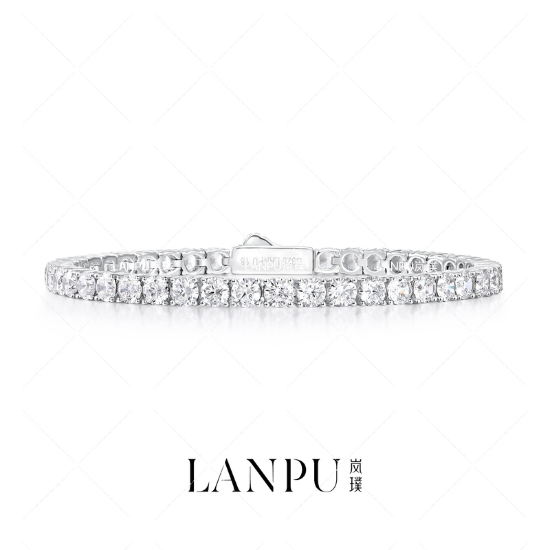 25-Point Tennis Bracelet Full of Diamonds, Round Diamond Bracelet, 925 Silver Gold-Plated Women's Gift, 10-Point 50-Point Row Diamond Bracelet