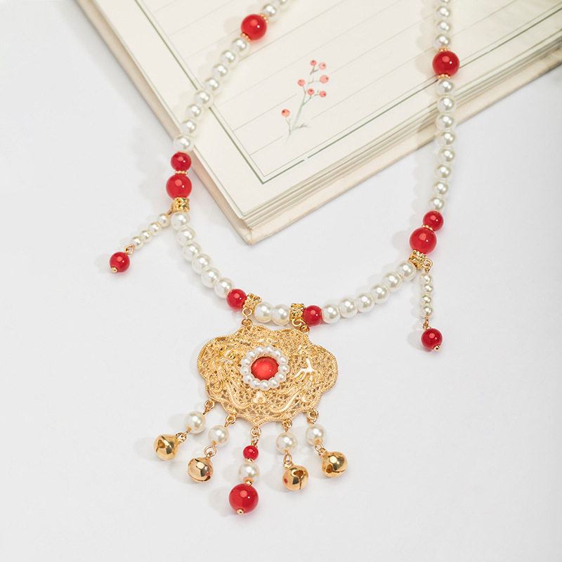 Child Matt Dress Hanfu Necklace Matching Girl's Ancient Adornment Necklace Long Life Lock Girl Ancient Wind Ornaments-Taobao