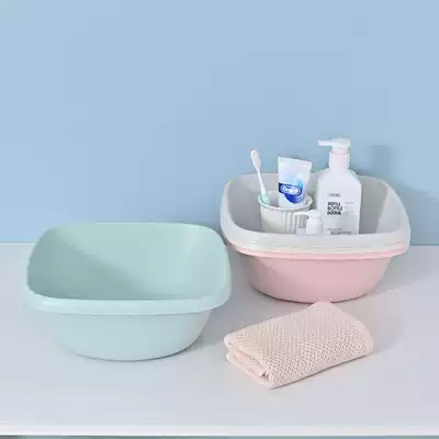 Sanskrit plastic square washbasin Nordic baby wash basin plain kitchen washing clothes storage fashion thick matte frosting