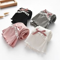 Girl Beats Bottom Pants 2018 Autumn Dress New Korean Version Lace Horn Pants Little Girl Long Pants Agaric Side Cotton Pants