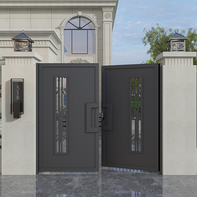 Iron Art Gate Aluminum Alloy Villa Gate Single Double Door Countryside Outdoor Patio Door Stainless Steel Automatic Door Customisation