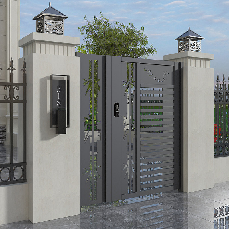 Iron gate courtyard door aluminum alloy country courtyard gate outdoor garden villa door stainless steel double door customization