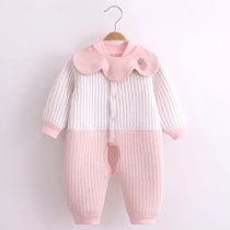 Newborn baby clothes spring and autumn and winter one-piece female baby princess full moon cute Western style crotch pants pajamas