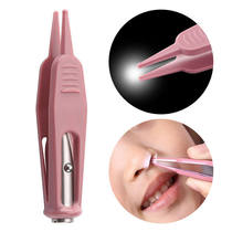 Childrens luminous booger clip baby booger tweezers with light safety round head earwax removal tool ear spoon earwax clip