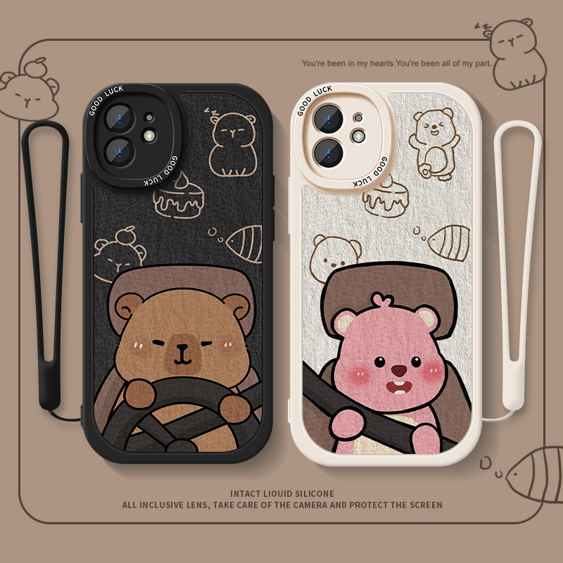 Oil Painting Capybara Suitable for Apple 15 Phone Case iPhone 14 Pro New Model 13 Pro Max Lambskin Xr Anti-Drop 12 Protective Cover XS Max Capybara 7P 8P Couple 11 Pro Ruby Trendy
