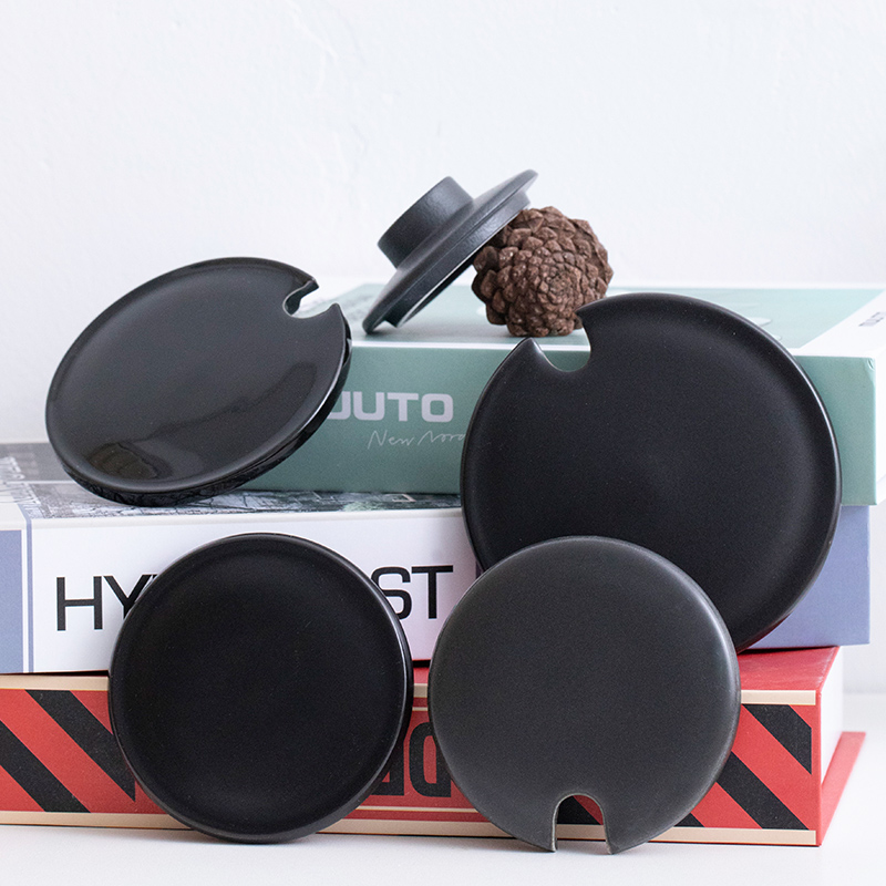 Bright Light Sublight Black Lid Mark Coffee Milk Cup Lid Anti Dust Round Mark Cup Accessories Single Sell Lid-Taobao
