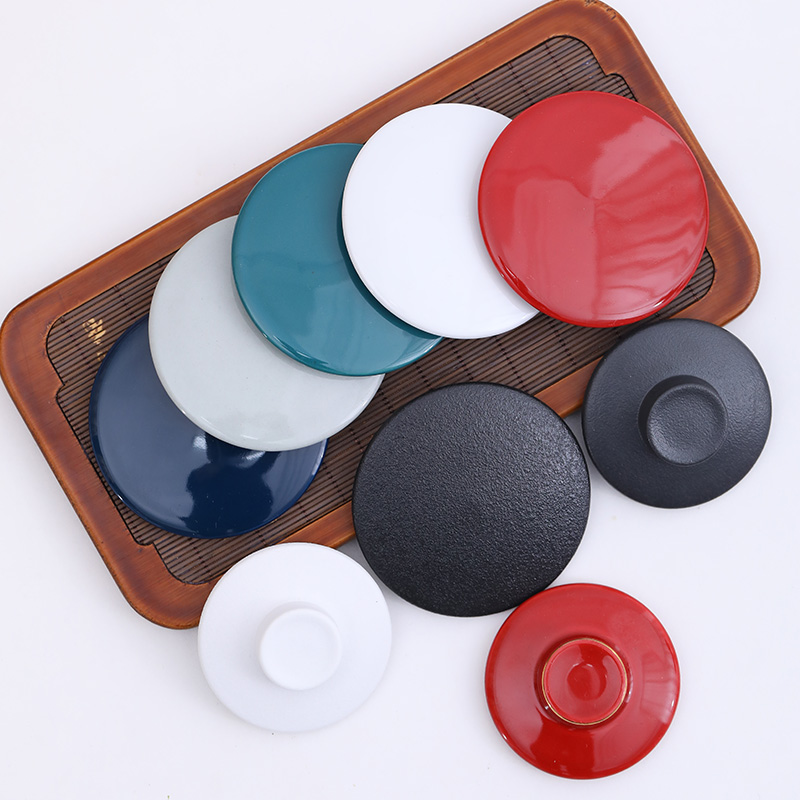 Bright matte non-porous round flat ceramic lid filter tea cup Mark coffee cup glass lid accessories