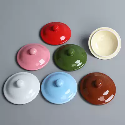 Round portable mug lid Ceramic non-porous filter cup Teacup universal lid Coarse pottery single sale lid accessories