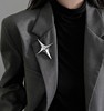 Silver Cross Star Metal Suit Brooch for Women, New Autumn Style, High-End Niche Design Starburst Pin, Trendy