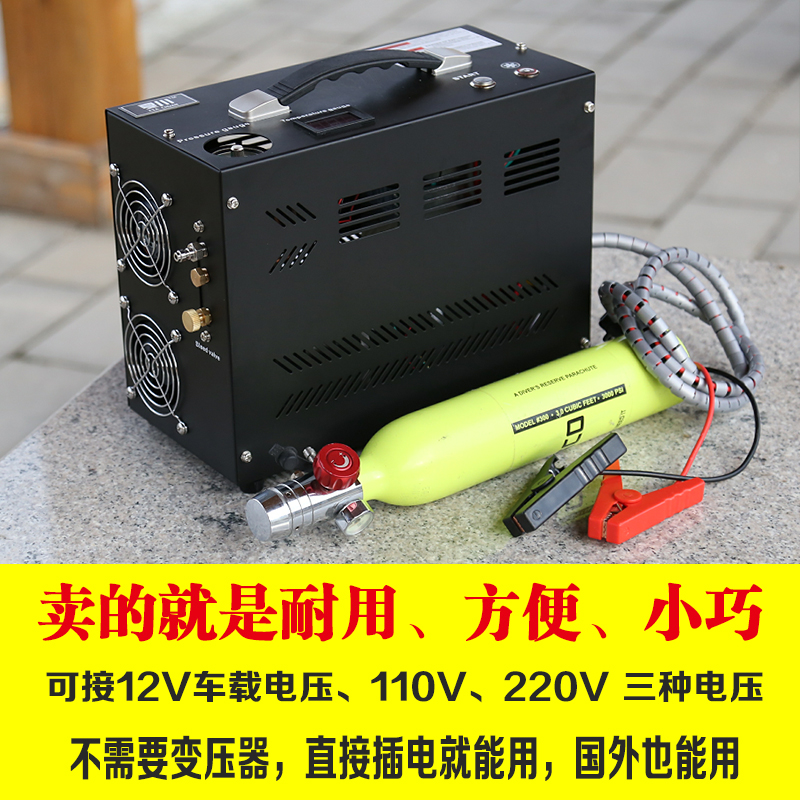 12V 220V Dual use of portable carbon scuba dive gas cylinder high pressure pump 30mpa no odor