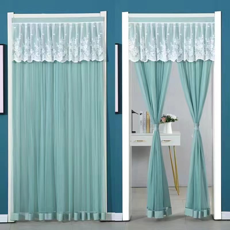 Door Curtain Partition Curtain Decorative Mosquito-Proof Bedroom Kitchen Living Room Bathroom Thickened Blackout Home Fabric Door Curtain for All Seasons