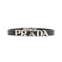 (Interest-free for 3 periods) Prada Saffiano leather bracelet with Prada logo decoration