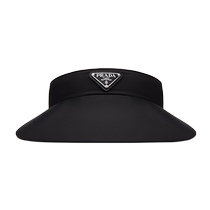 (Chinese Valentines Day Gift) Prada Womens Triangle Metal Logo Decorated Re-Nylon Sun Hat