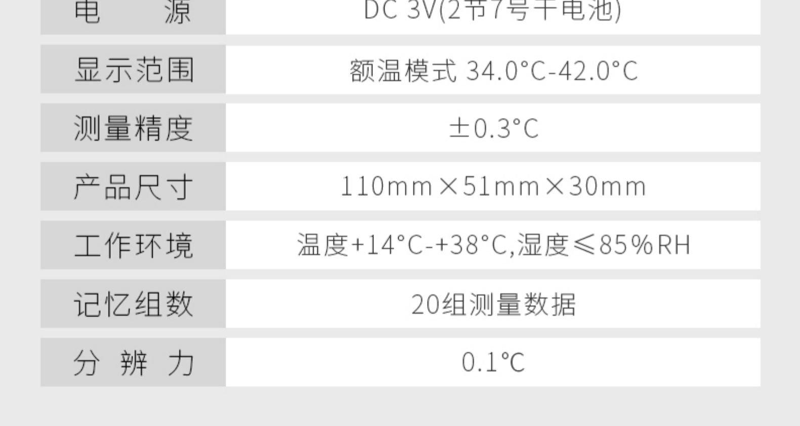 艾蒂安 红外线电子体温计 三色背光 20组记忆 图17