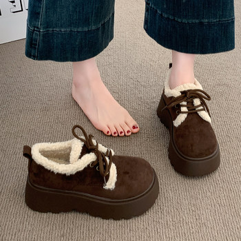 Thick sole increased height plus velvet birkenstock shoes women's snow boots 2025 winter new birkenstock loafers warm woolen cotton shoes