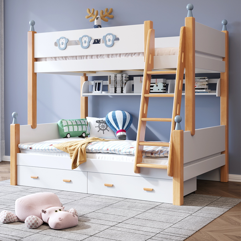 Healthy residential house-A12 children's bunk bed simple mother-in-law bed white bunk bunk bunk bed all solid wood bunk bed