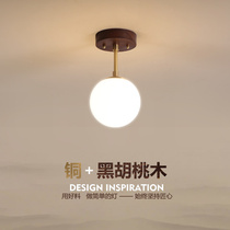 Spring in Guanmu] Aisle walking lantern Nordic simple modern walnut balcony porch entrance hall ceiling lamp