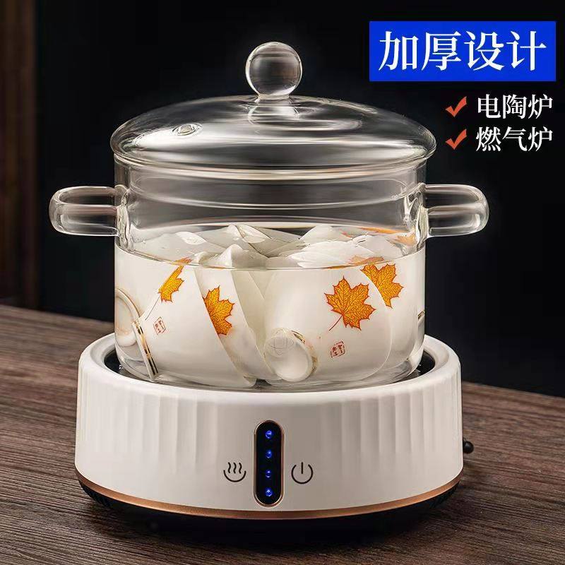 Tea Cup disinfection pan High Borosilicate Glass boiling tea cup tea set transparent large capacity cooking pot pot washing Cup disinfection tea pot