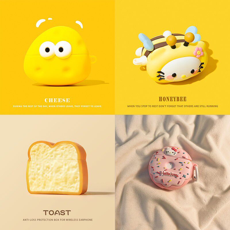2024 New Model Suitable for Apple AirPods 4Th Generation Wireless Earphone Protective Case with Lock Buckle, Anti-Loss Protective Shell, 4Th Generation Cartoon Case, Anti-Drop Creative Stand, Cute Couple Full-Cover Anti-Drop Silicone Case 7
