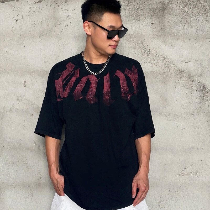 Palm Angels Large Logo Letter Print Drop Shoulder Short Sleeve American Style Washed Loose Casual T-Shirt