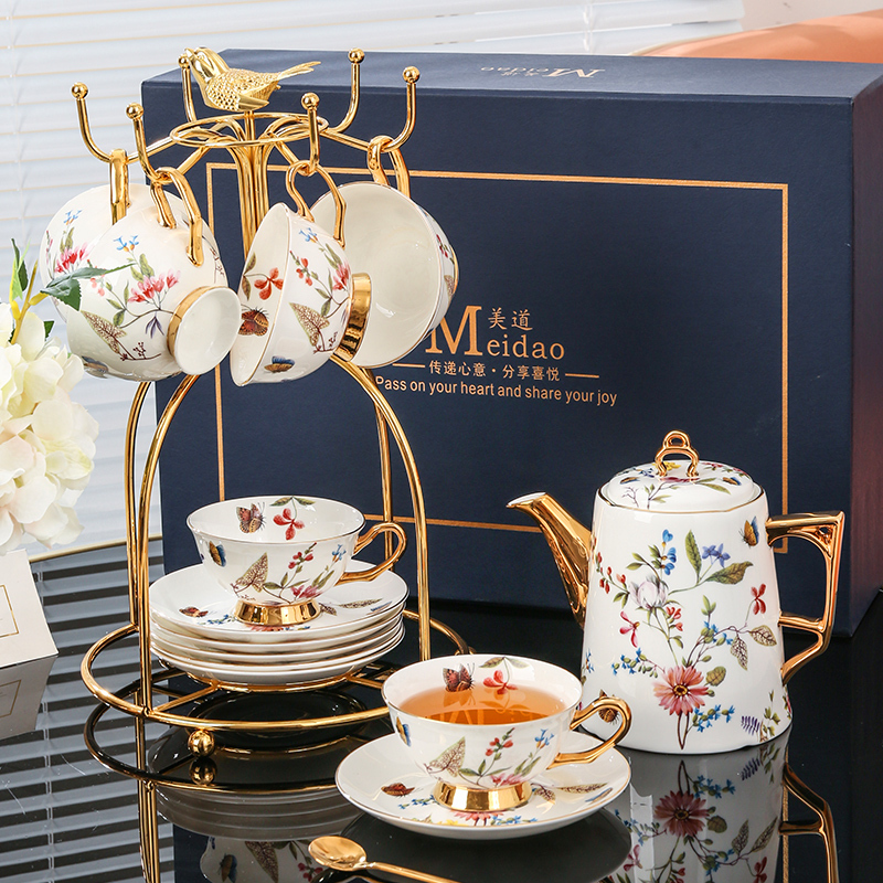 Meidao Chuanhuaxia Die High-End Exquisite Bone China English Afternoon Tea Set Coffee Cup Housewarming Gift Meidao Chuanhuaxia Die High-End Exquisite Bone China English Afternoon Tea Set Coffee Cup Housewarming Gift