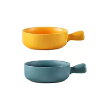 Две части (желтый+синий) ручка жареной чаши