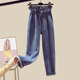 Spring 2023 new women's suit small man early spring design sense niche chiffon shirt jeans two-piece set