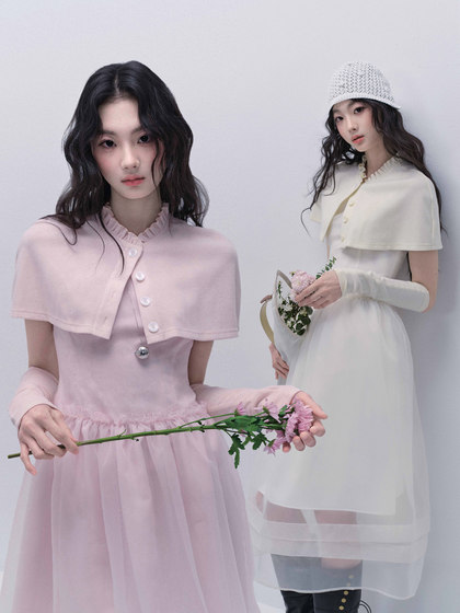 易碎商店 千金风斗篷网纱裙子背心裙度假风晚礼服连衣裙