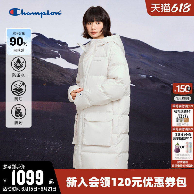 【Three-Proof】Champion Women's down Jacket 2025 Winter New Long Hooded Coat for Couples, Men's Trendy Style 【Three-Proof】Champion Women's down Jacket 2025 Winter New Long Hooded Coat for Couples, Men's Trendy Style