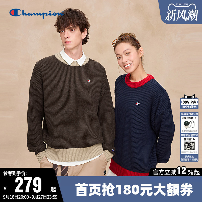 Champion Sweater for Women, Spring Couple Color-Blocked Knitwear, Round Neck Casual Long-Sleeve Loose Knitwear for Men Champion Sweater for Women, Spring Couple Color-Blocked Knitwear, Round Neck Casual Long-Sleeve Loose Knitwear for Men
