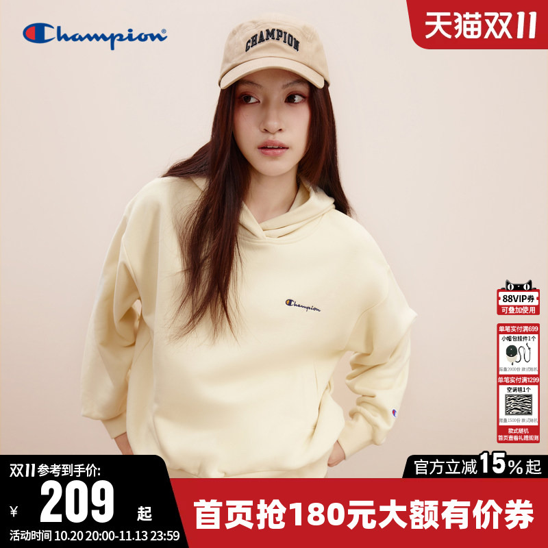 Champion Sweatshirt for Women, Autumn American Style, Solid Color, Embroidered Logo, Hooded, Casual Pullover, Loose Top, Trendy