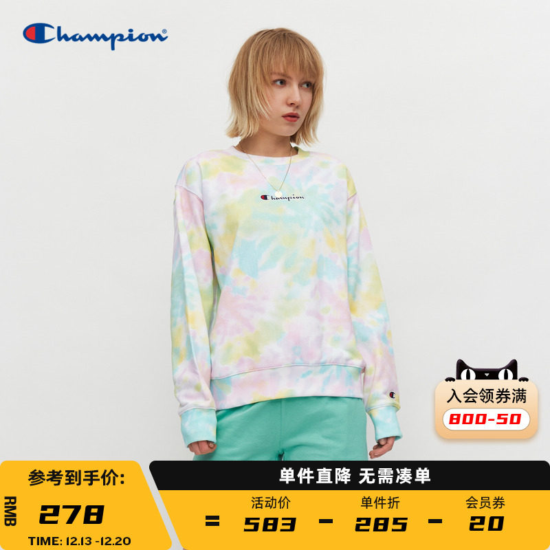 Champion champion official website autumn and winter new personalized tie-dye round neck color pullover sports long-sleeved casual sweater