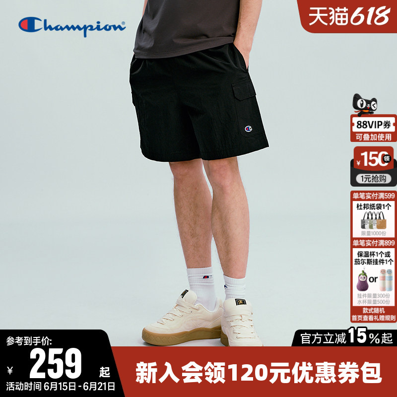 Champion Men's Shorts 2026 Summer New Workwear Style Woven Five-Point Shorts Casual Loose Pants Trendy