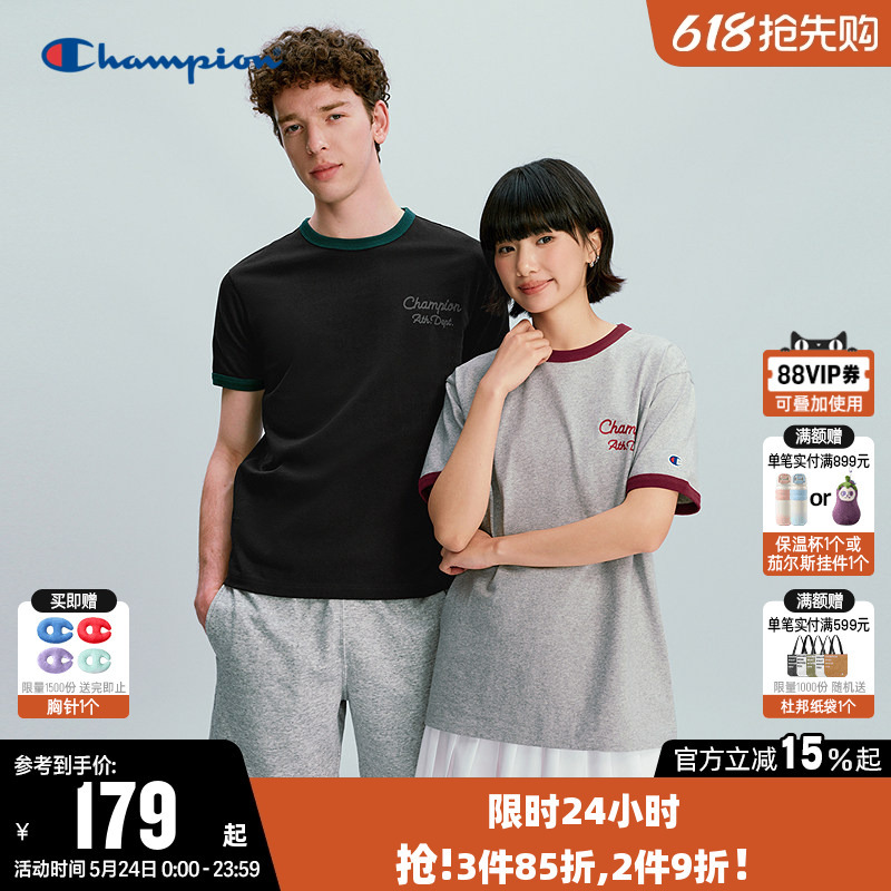 Champion T-Shirt for Women 2026 Summer New Style Couple Color-Blocking Pure Cotton Casual Round Neck Short-Sleeve Top for Men Champion T-Shirt for Women 2026 Summer New Style Couple Color-Blocking Pure Cotton Casual Round Neck Short-Sleeve Top for Men
