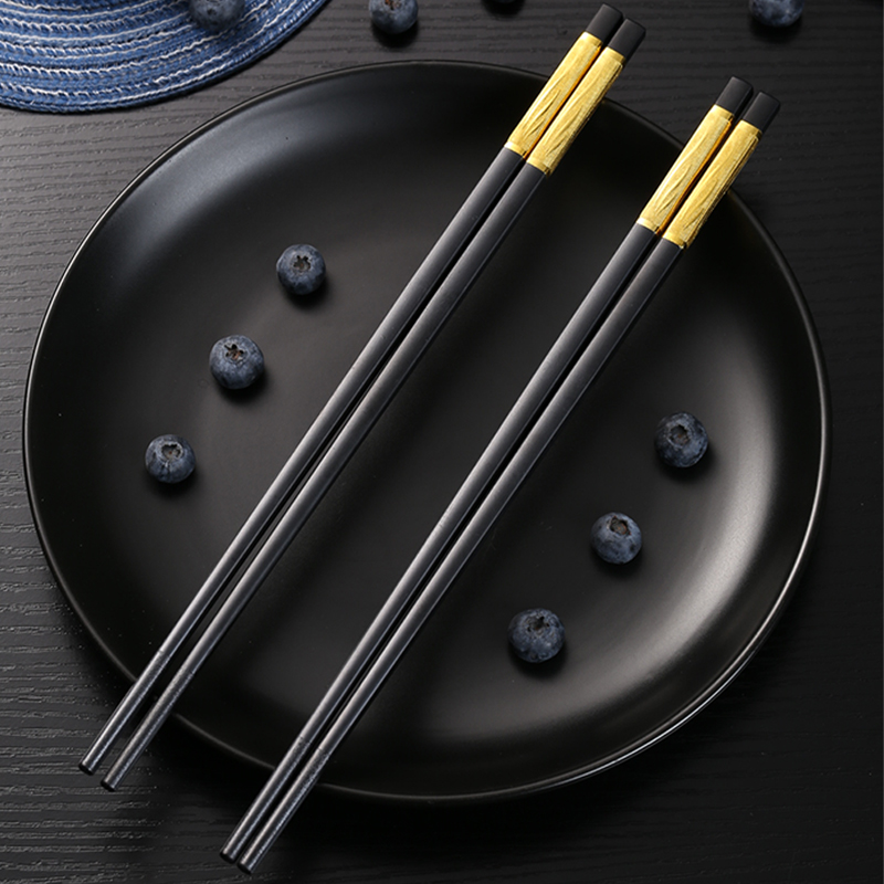 Alloy chopsticks home anti-slip and moisture-proof 10 double suit public chopsticks high-end quick son high temperature resistant antibacterial alloy chopsticks