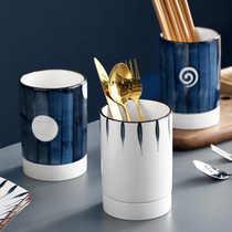 Home Kitchen Round Shelf Drain chopstick basket Spoon Chopstick Cage contained in Jing-Sun Style Ceramic Chopstick Cylinder