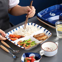 Day Style Ceramic Sub trays Creative Grease Reduction Dinner Plate One food Home Vegetable Dish Cutlery Suit Mesh Red Morning Dinner Plate