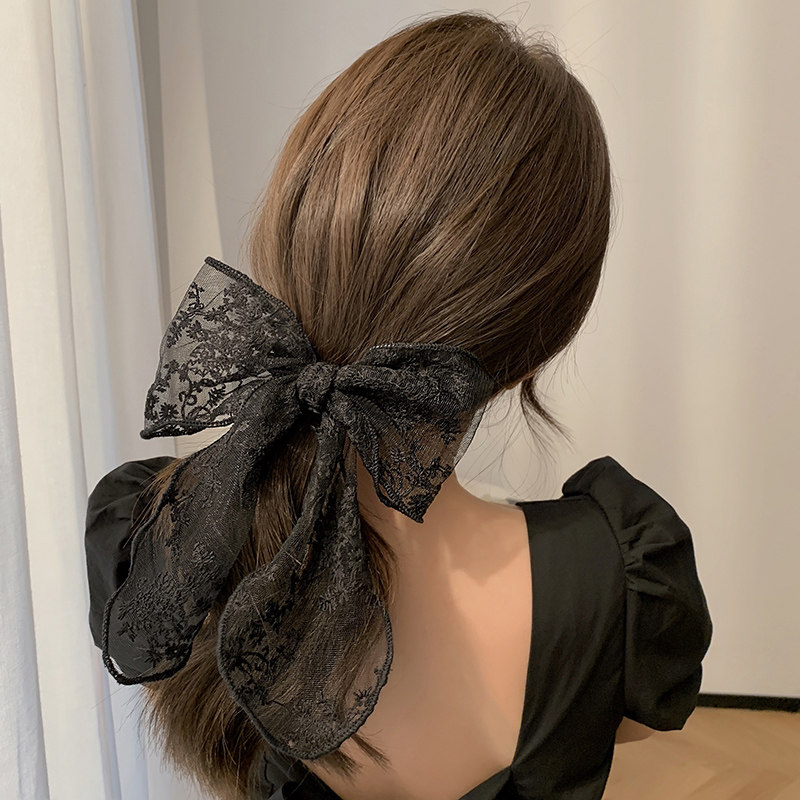 Bow knot hair accessories net red lace white ins girl fashion high ponytail hairpin Sen is super fairy simple temperament