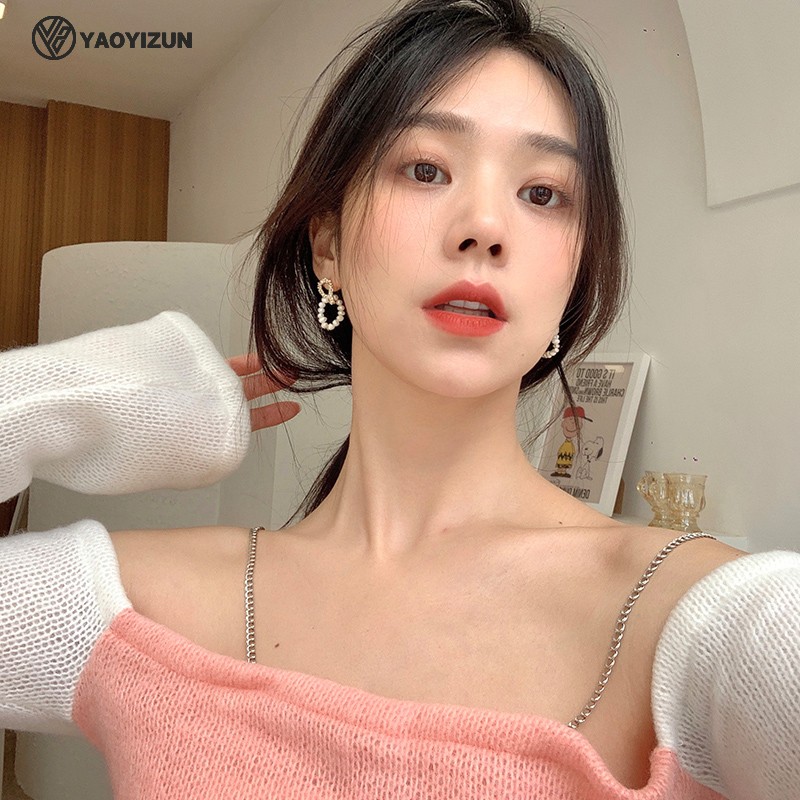 Pearl earrings female Baroque Korean temperament 2022 new circle French net red personality design simple