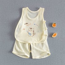 Nu Biwa baby pipa suit newborn baby Summer mens clothes female thin section Split Summer Pure Cotton Vest Short