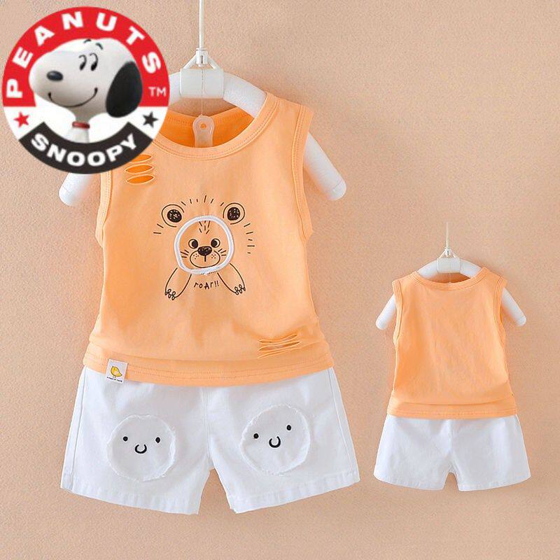 Innubi children's baby pure cotton vest summer suit 2022 Summer boy girl's foreign pie sleeveless leisure