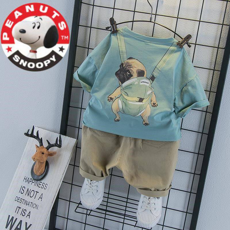 Annoubi boy's summer dress suit 2022 new foreign pie baby cute short sleeves Two middle children Korean version