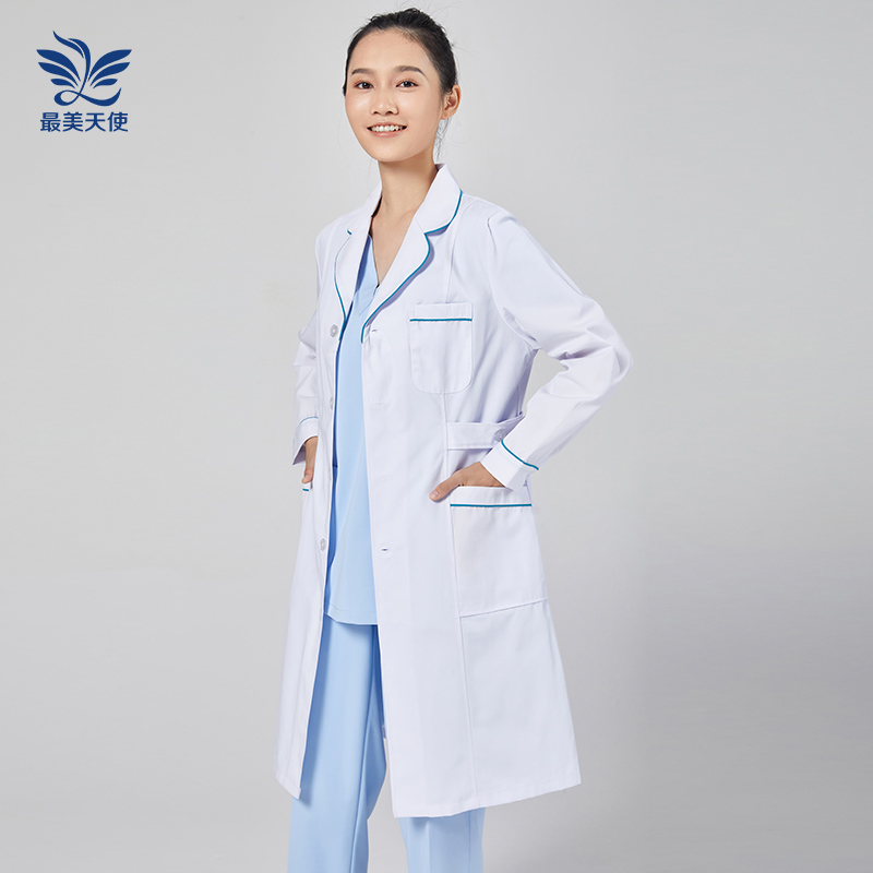 Drugstore workwear woman long short sleeve orthopedic beauty salon professional clothes hospital pharmacy salesman white coat custom